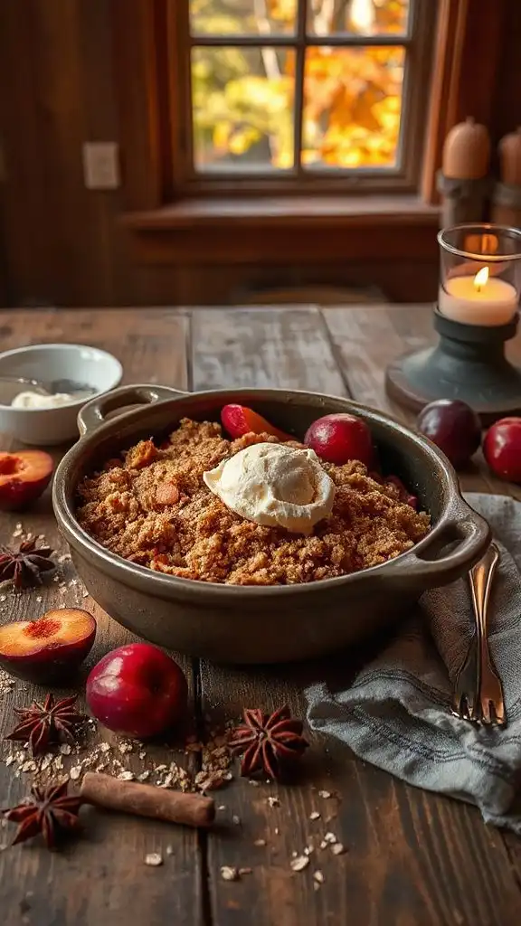 spiced plum dessert crumble