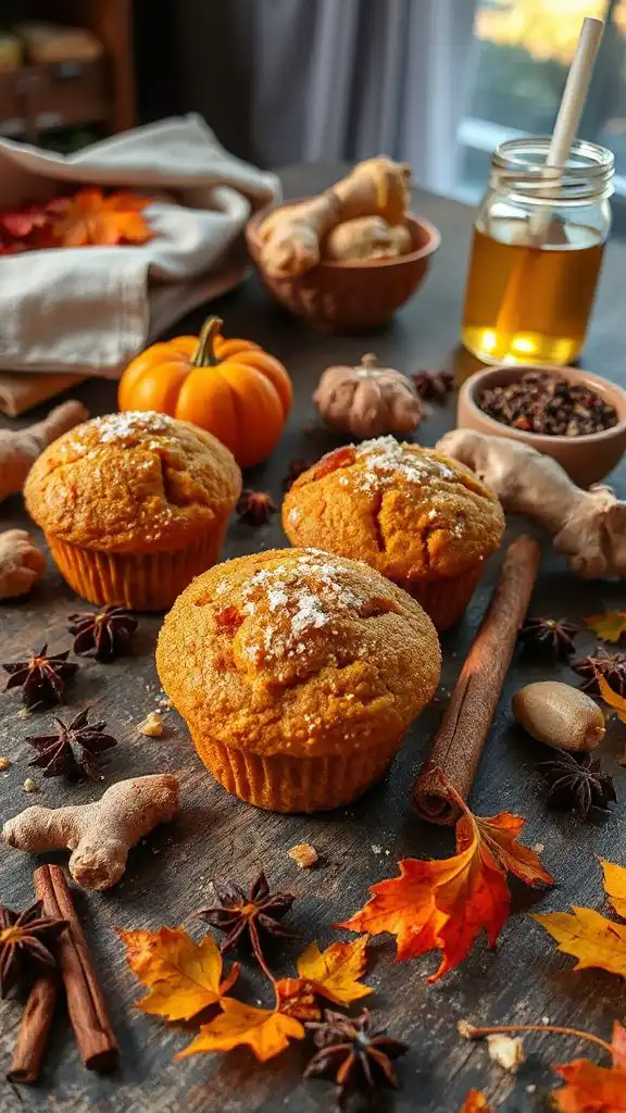 spiced pumpkin ginger muffins