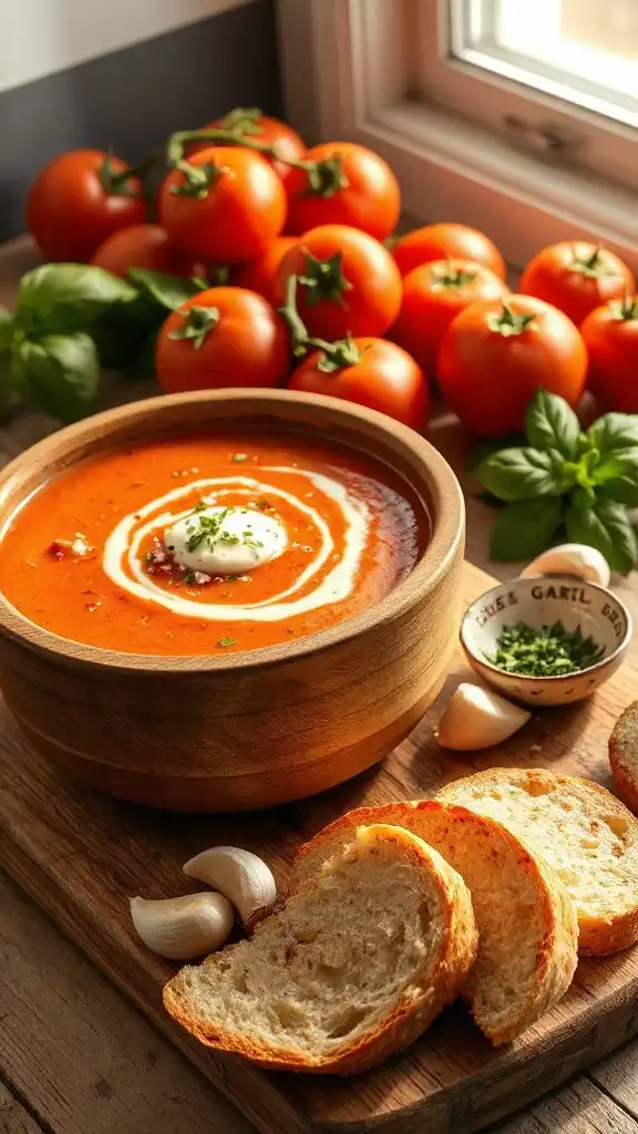 spicy garlic tomato basil soup