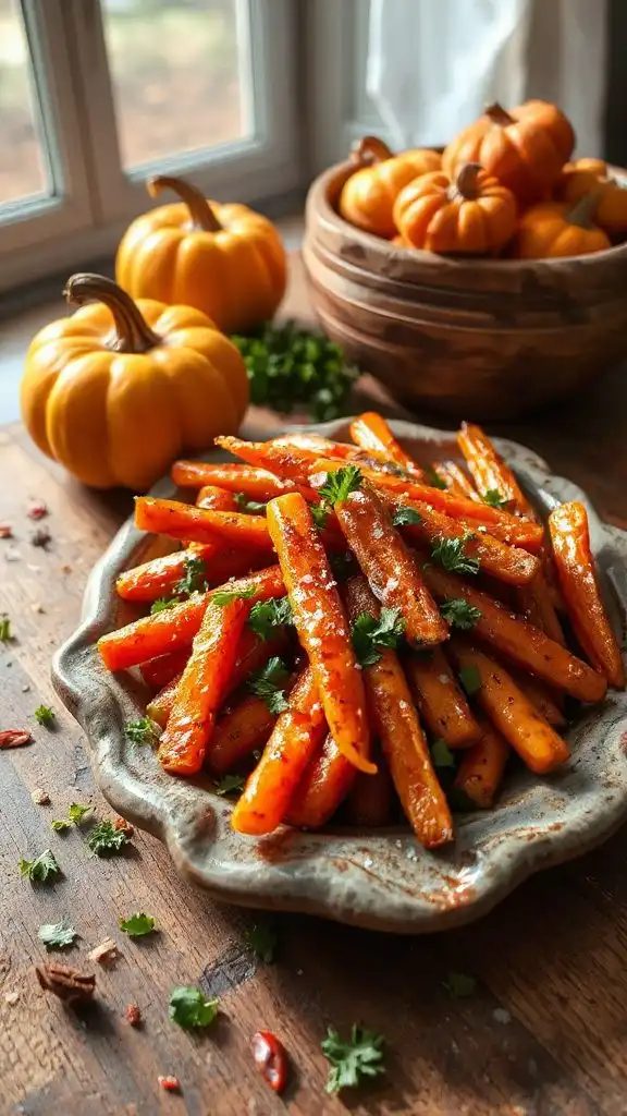 spicy maple roasted carrots