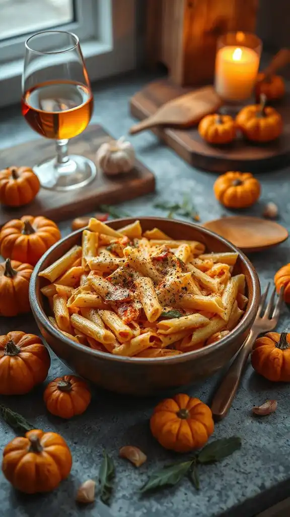 spicy pumpkin alfredo pasta