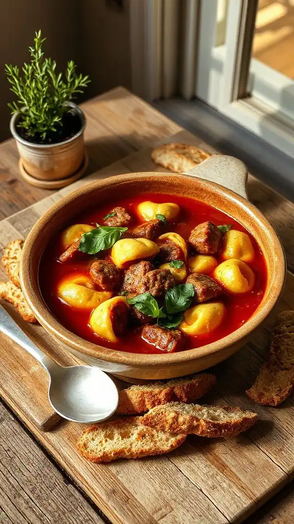 spicy sausage tortellini soup