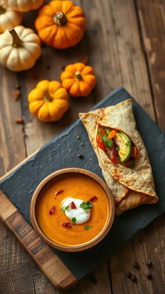 spicy soup and wrap