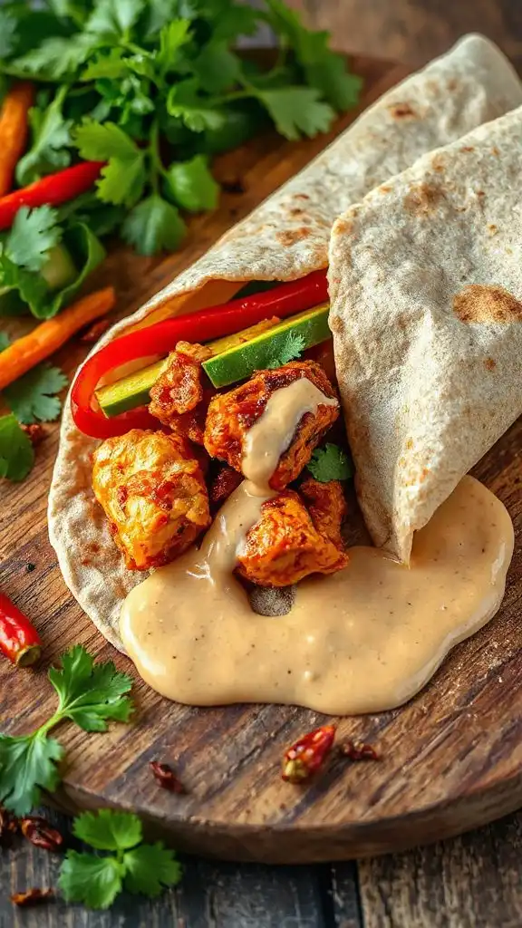 spicy thai chicken wraps