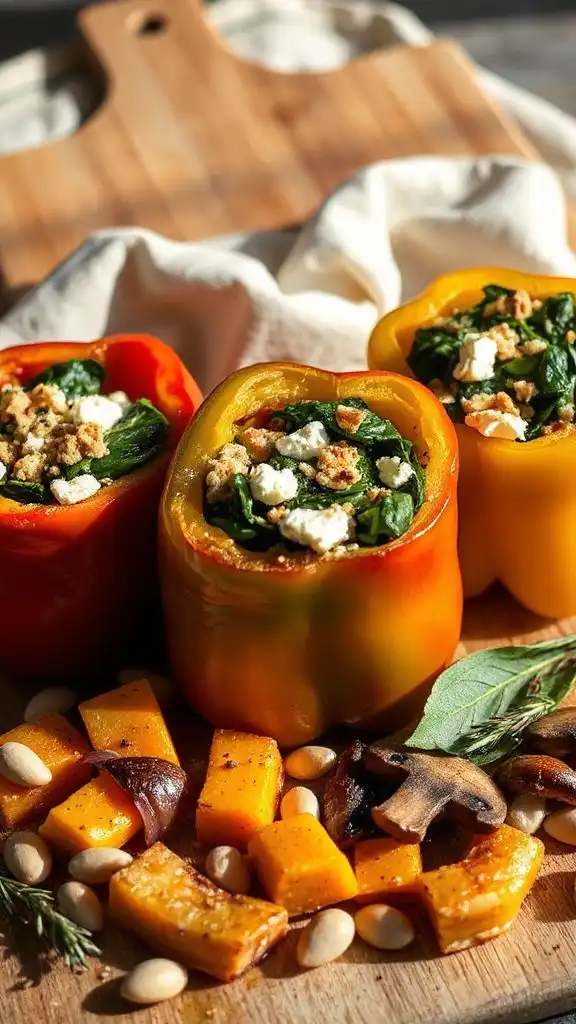 spinach and feta stuffed peppers spinach and feta stuffed peppers
