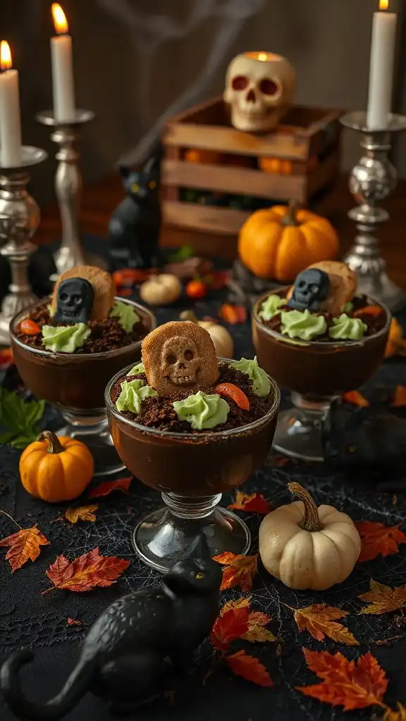 spooky chocolate pudding cups