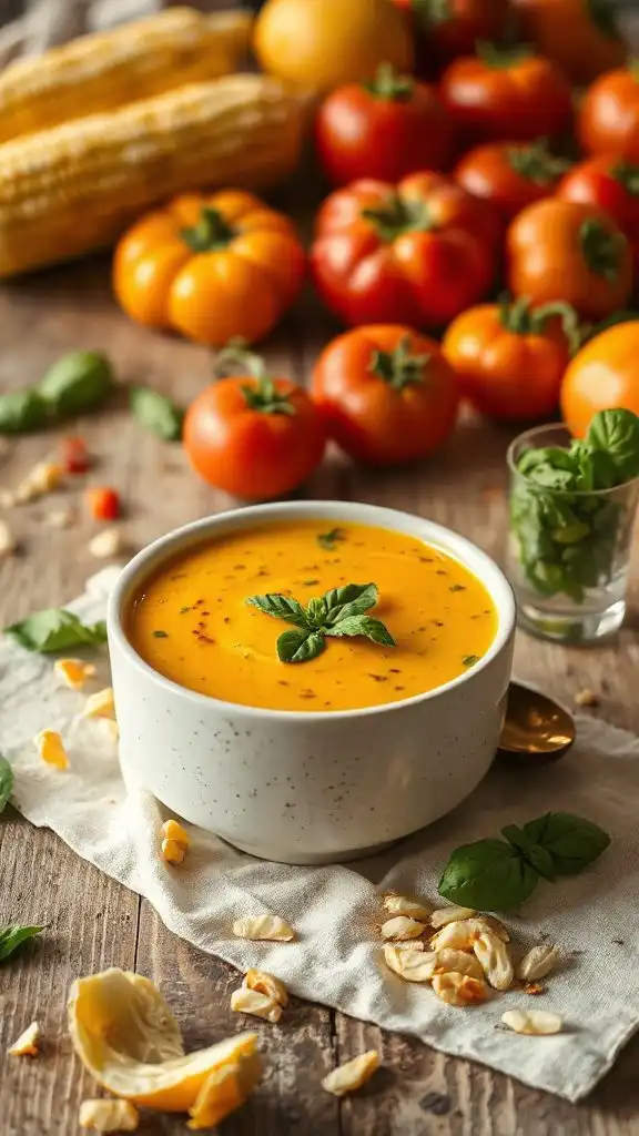 sweet corn tomato basil soup