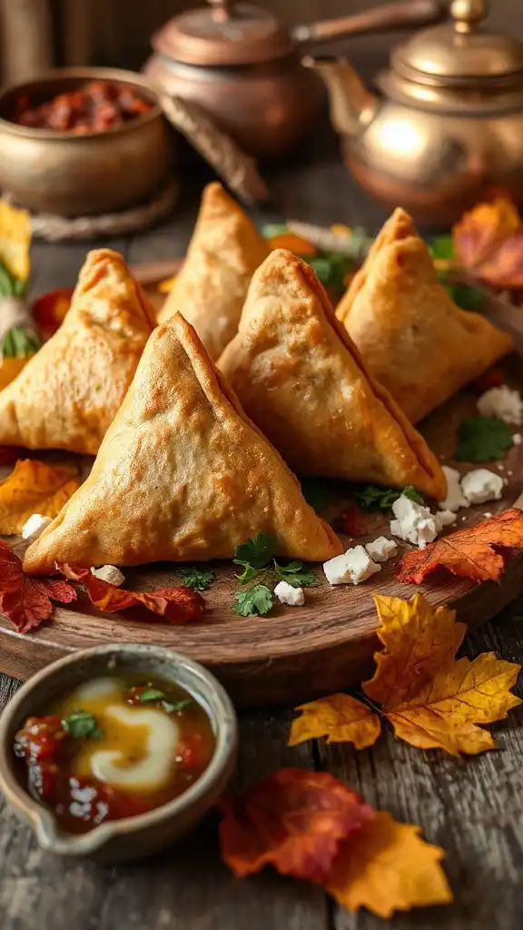 sweet potato feta samosas