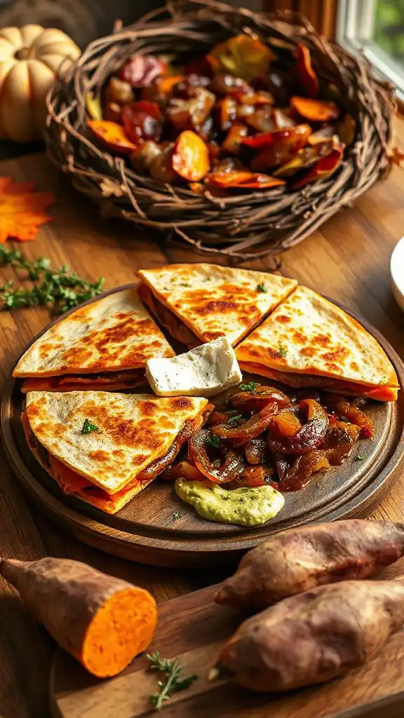 sweet potato goat cheese quesadillas