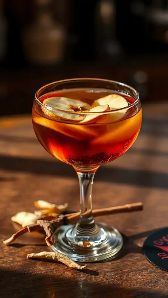 toasted apple manhattan cocktail
