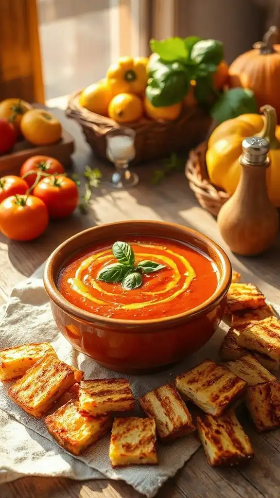 tomato basil soup croutons