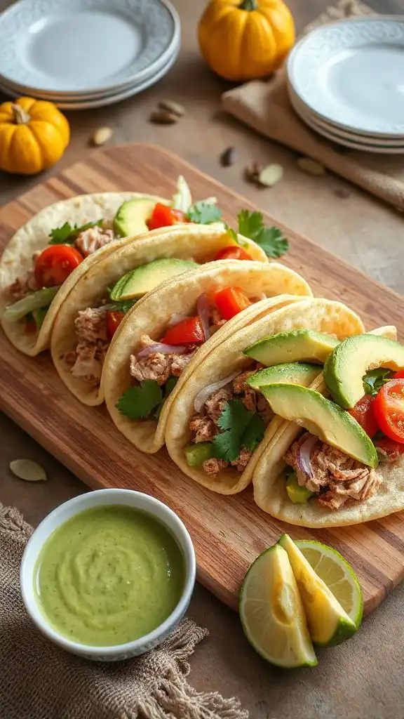 turkey tacos with avocado dressing