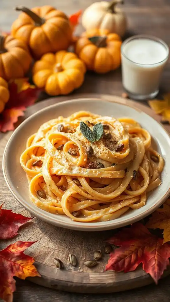 vegan pumpkin alfredo pasta
