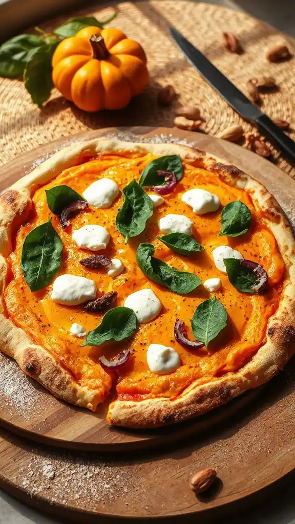 vegan squash spinach pizza