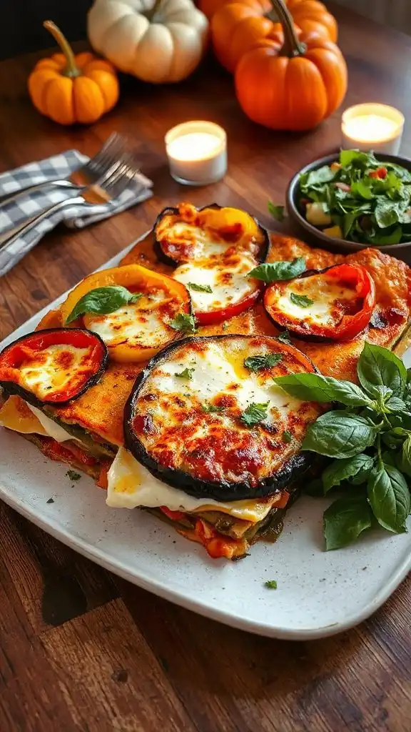 vegetarian eggplant bell pepper lasagna