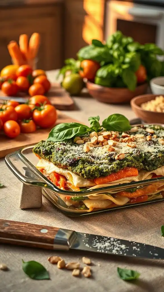 vegetarian lasagna with pesto