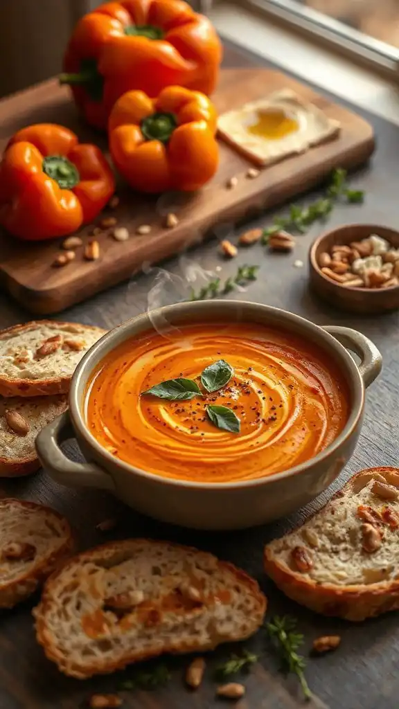velvety roasted red pepper soup