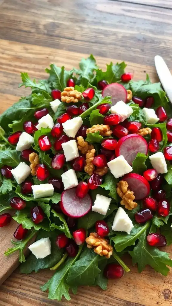 vibrant arugula pomegranate salad