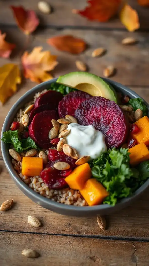 vibrant autumn buddha bowl