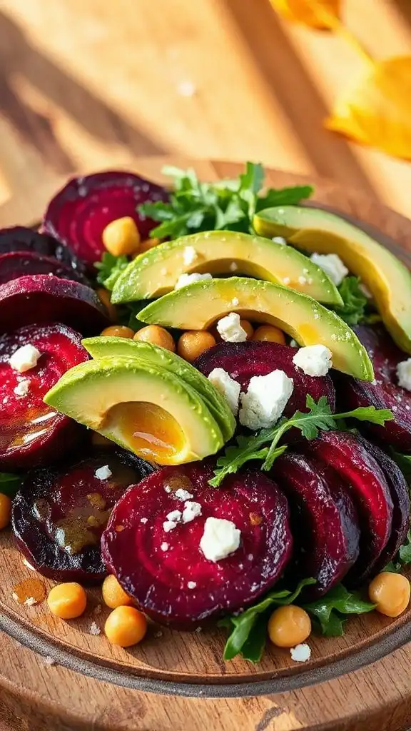 vibrant beet and chickpea salad