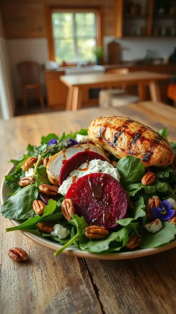 vibrant beet and goat cheese salad