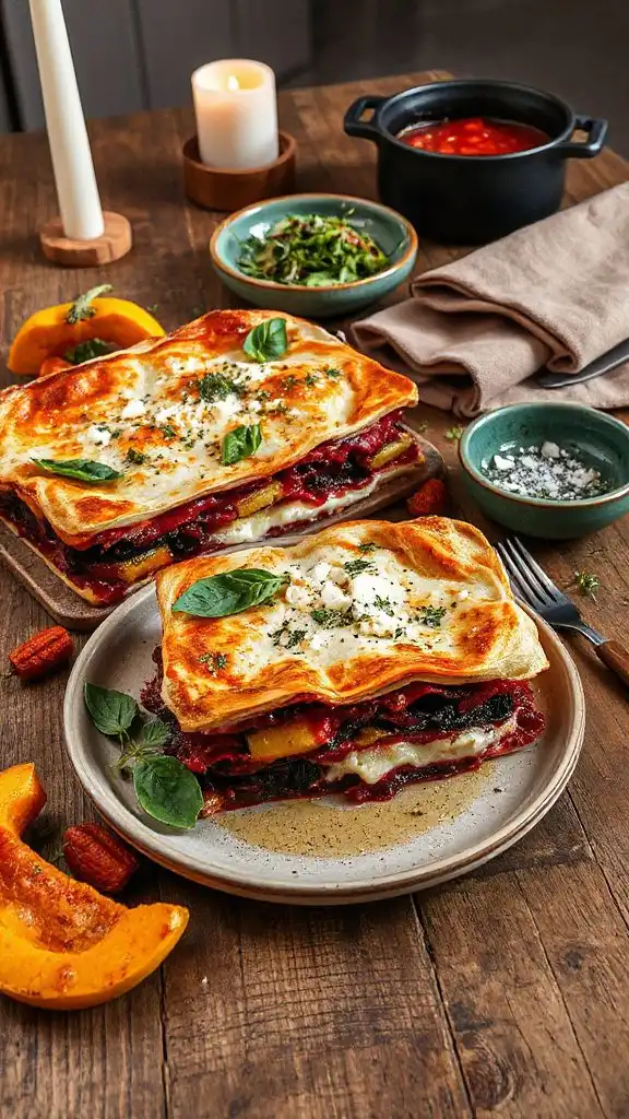 vibrant beetroot feta lasagna