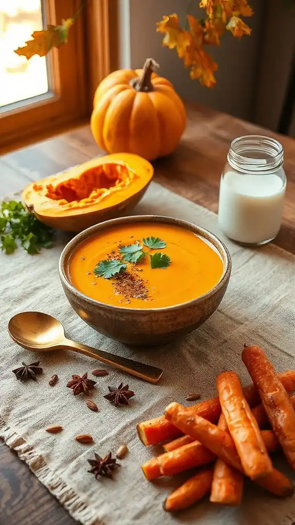 vibrant coconut curry carrot soup