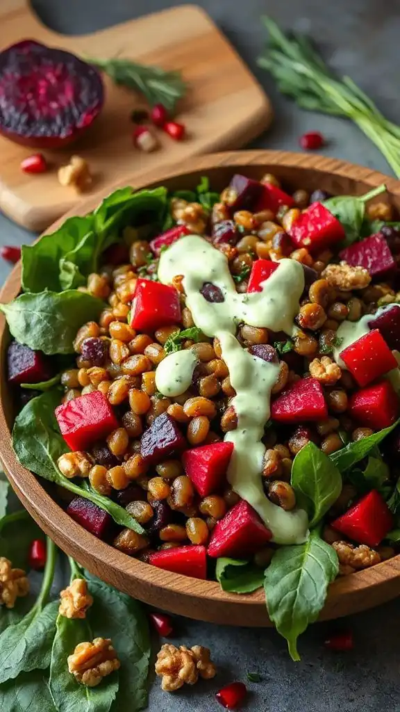 vibrant lentil beet salad