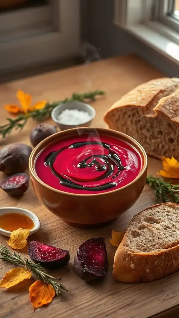 vibrant maple balsamic beet soup