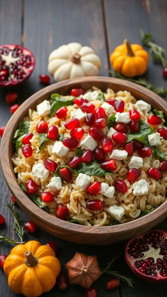 vibrant pomegranate feta orzo salad
