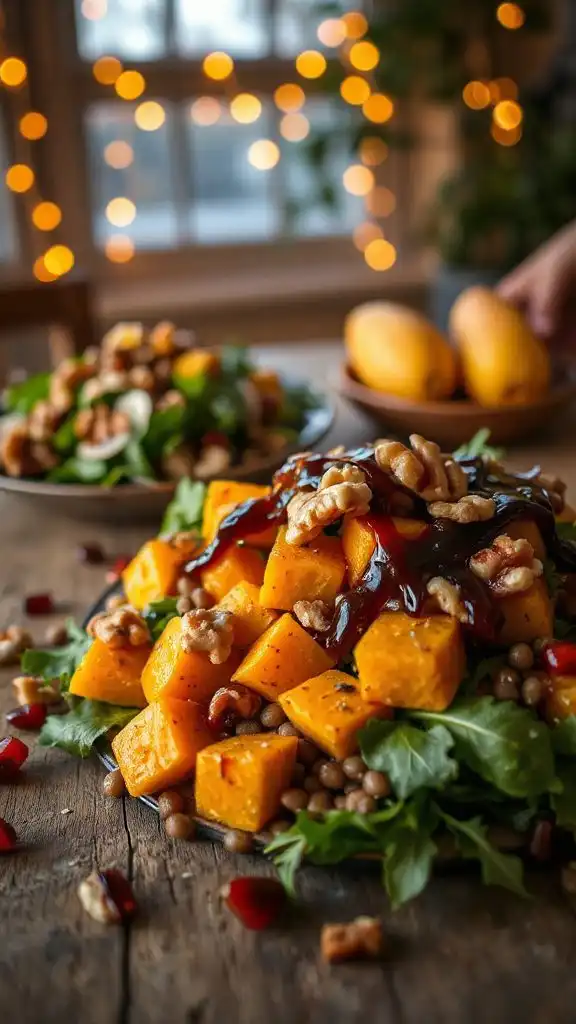 warm autumn lentil salad