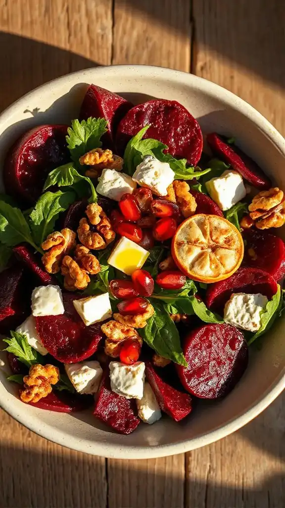 warm beetroot feta salad