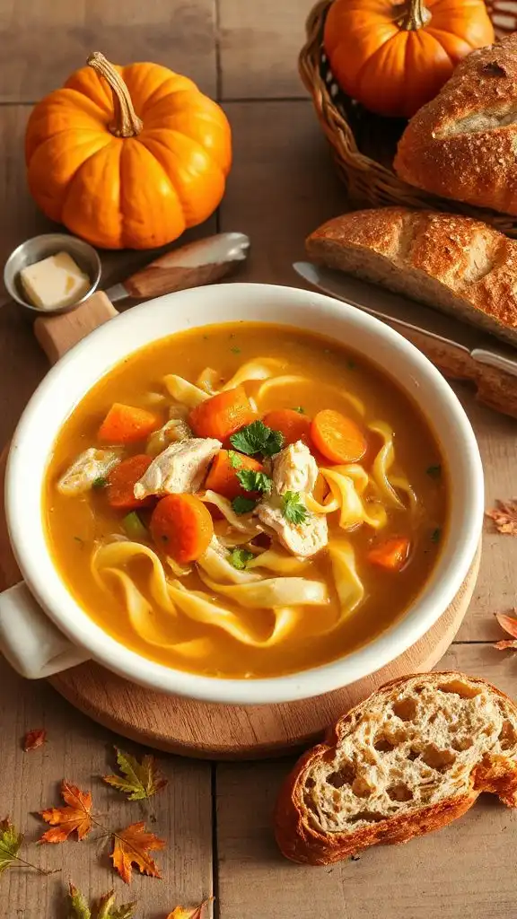 warm comforting chicken noodle soup