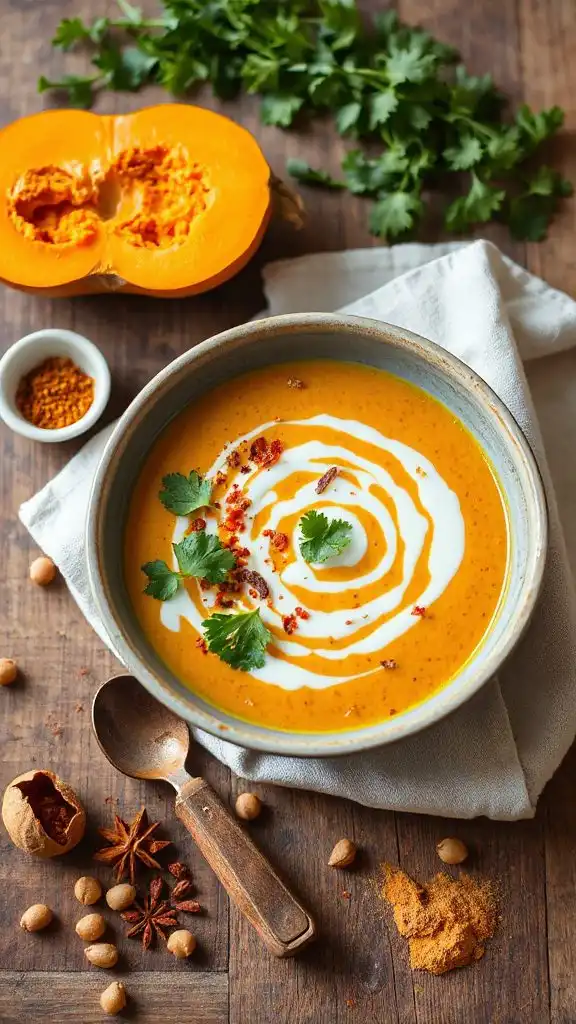 warm curried chickpea pumpkin soup
