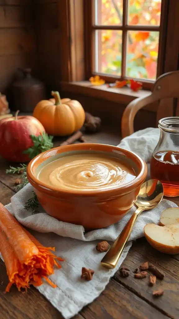 warm maple apple carrot soup