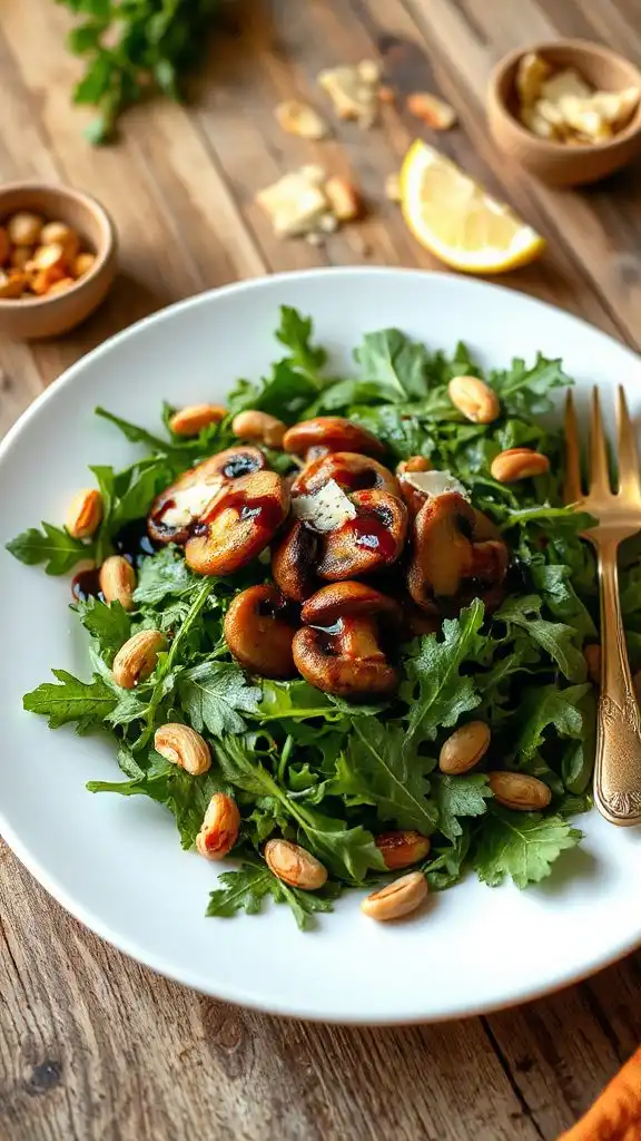 warm mushroom arugula salad