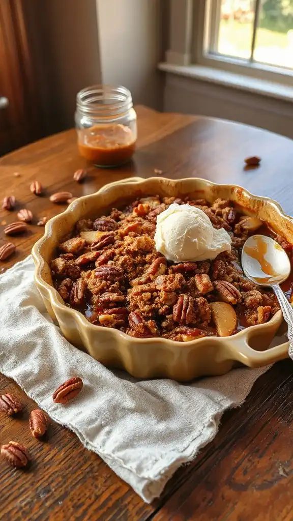 warm pecan caramel dessert