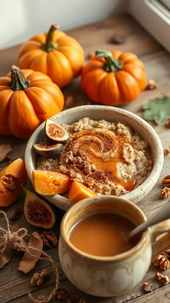 warm pumpkin spice oatmeal bowl