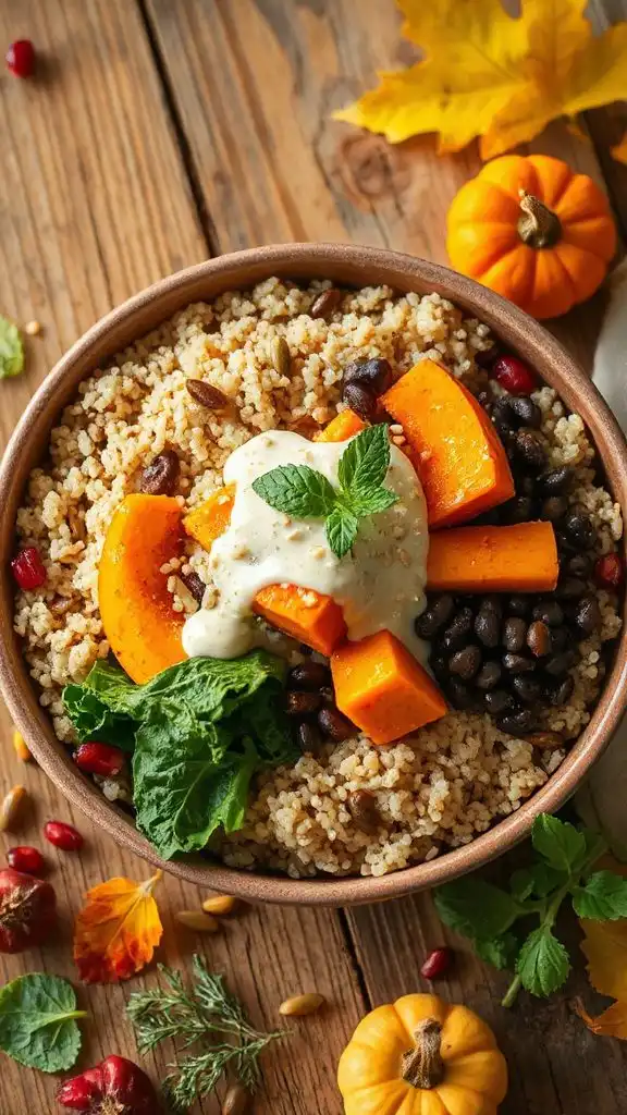 wholesome autumn grain bowl