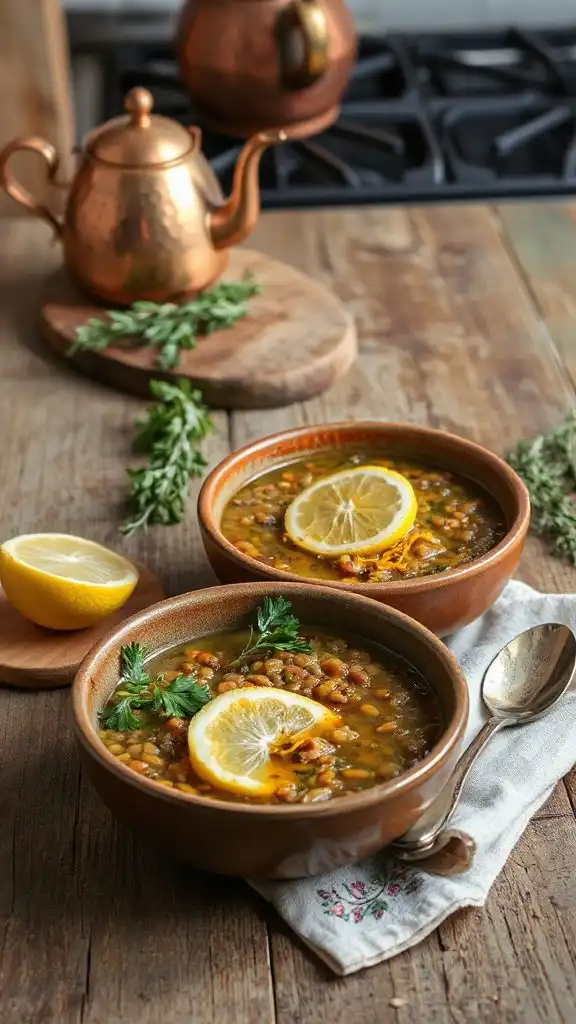 zesty lemon herb lentil soup