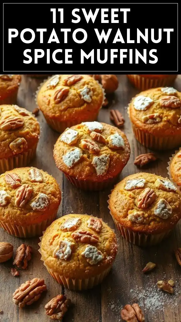 11 Sweet Potato Walnut Spice Muffins