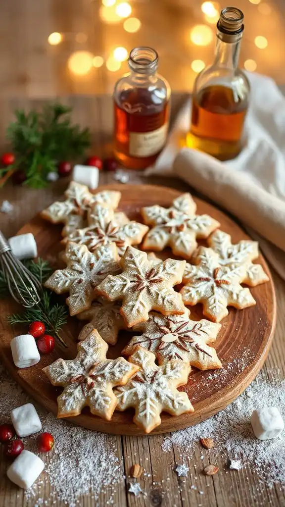 almond amaretto snowflake cookies