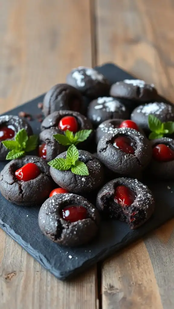 charcoal cherry brownie bites