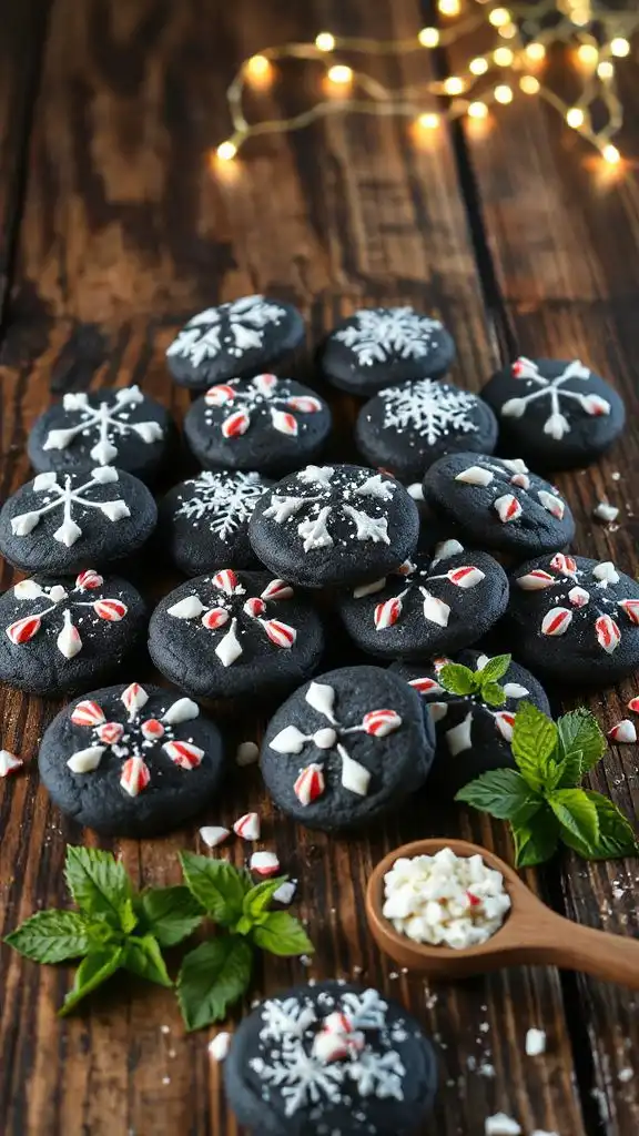 charcoal peppermint holiday cookies