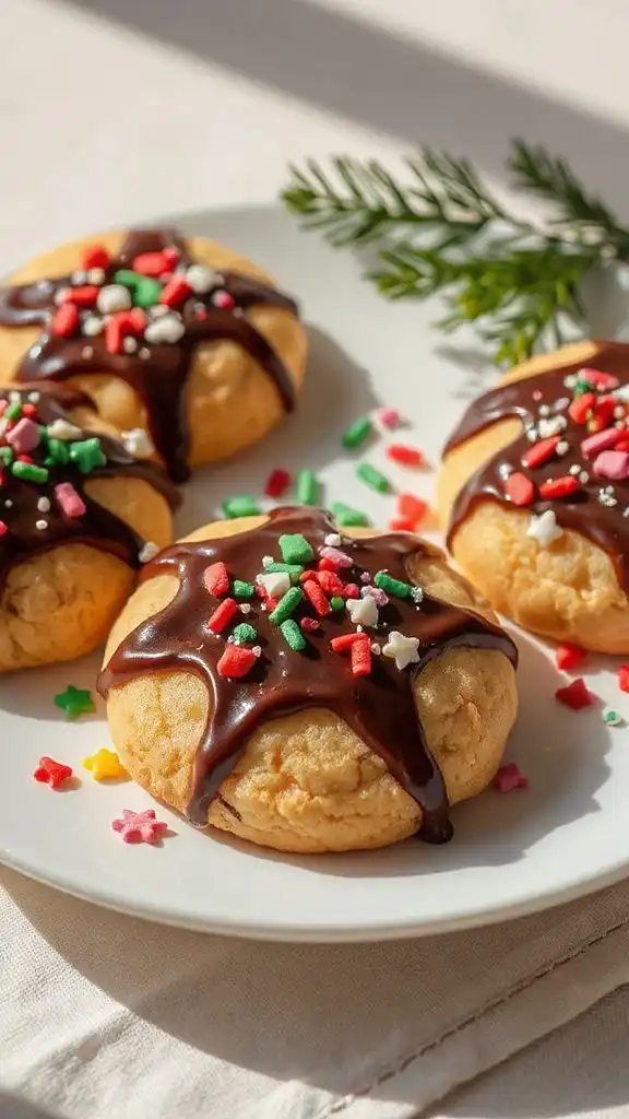 chocolate drizzle with sprinkles