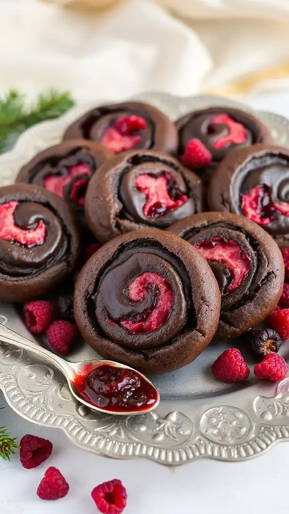 chocolate raspberry swirl cookies