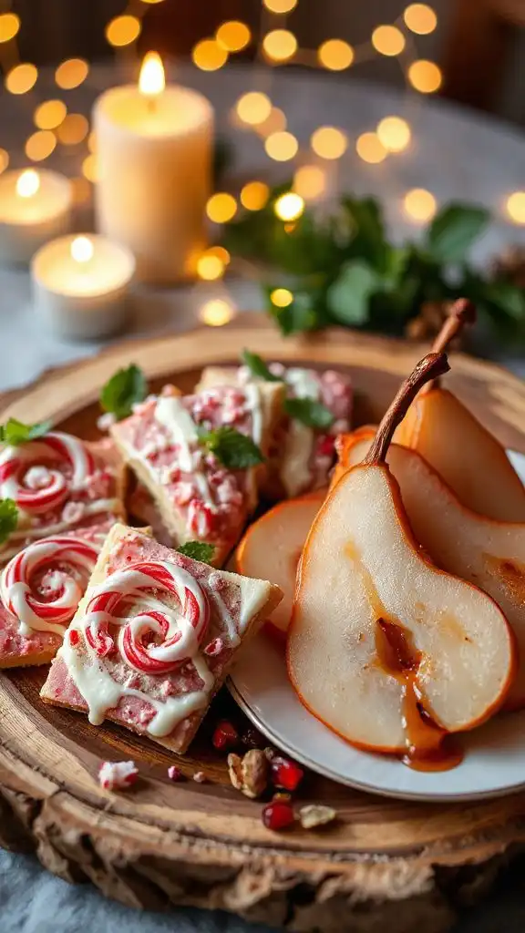 festive cookies and poached pears
