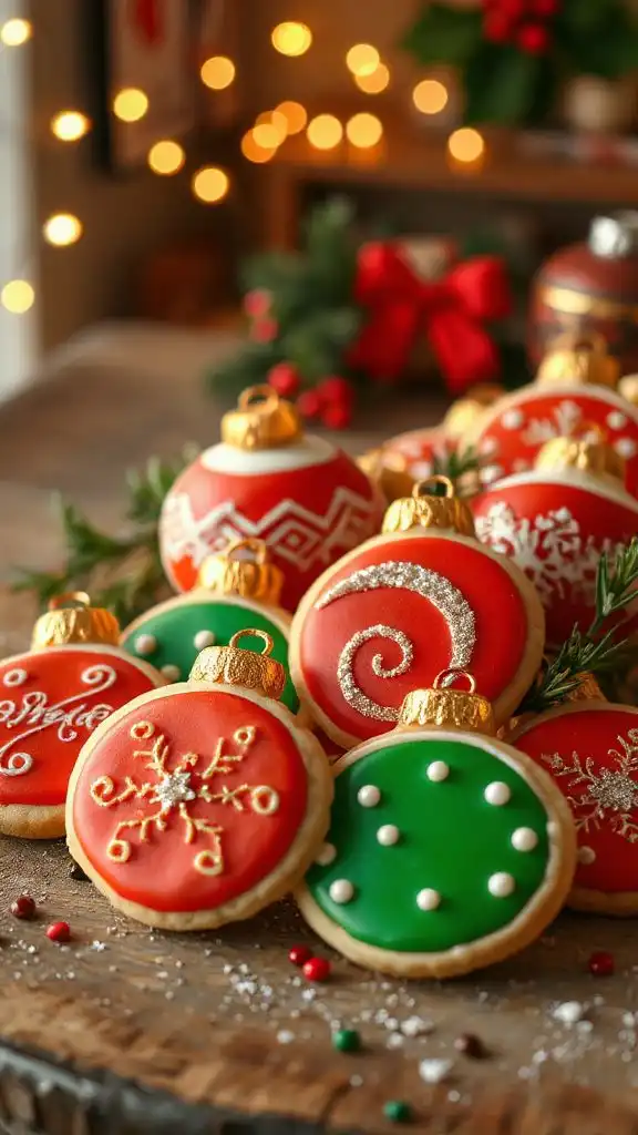 festive ornament shaped cookies
