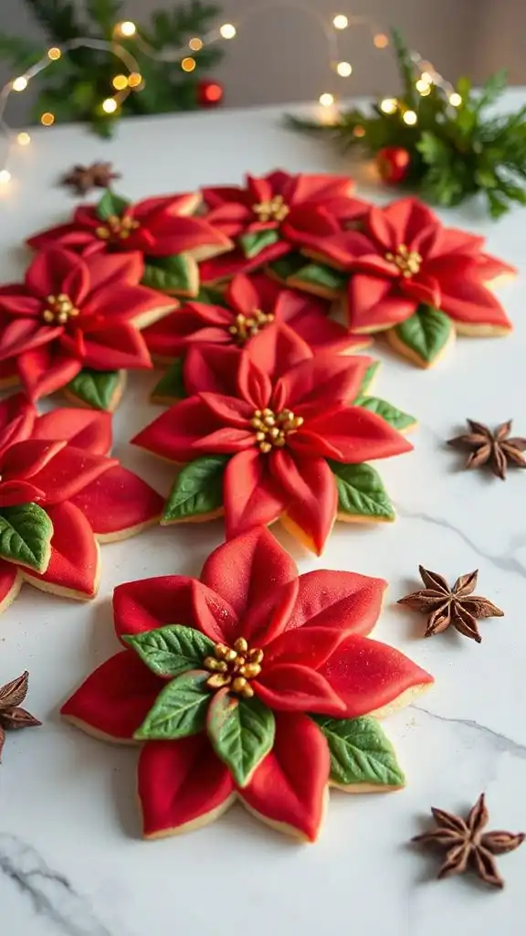 festive poinsettia sugar cookies