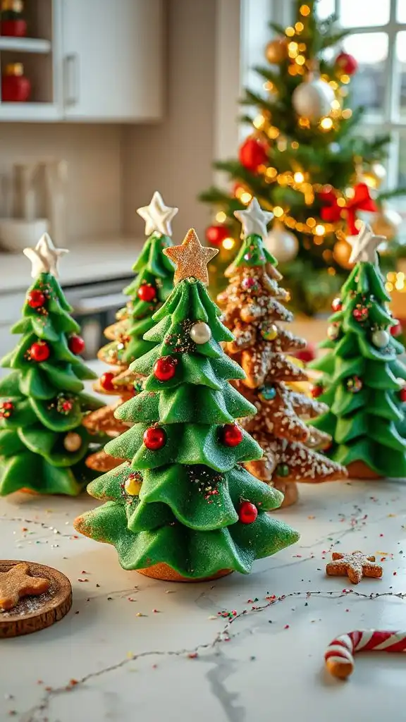 festive tree cookies with glitter